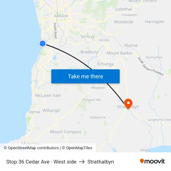 Stop 36 Cedar Ave - West side to Strathalbyn map