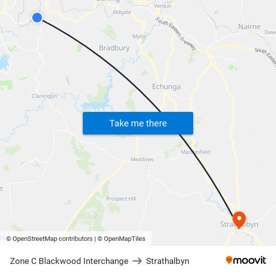 Zone C Blackwood Interchange to Strathalbyn map