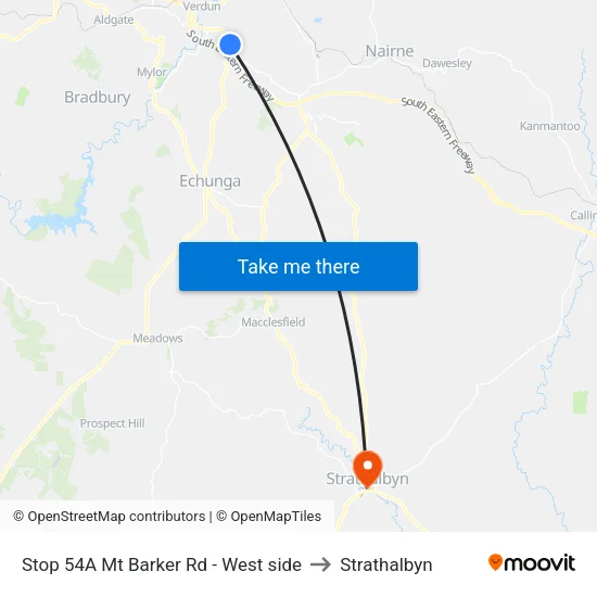 Stop 54A Mt Barker Rd - West side to Strathalbyn map