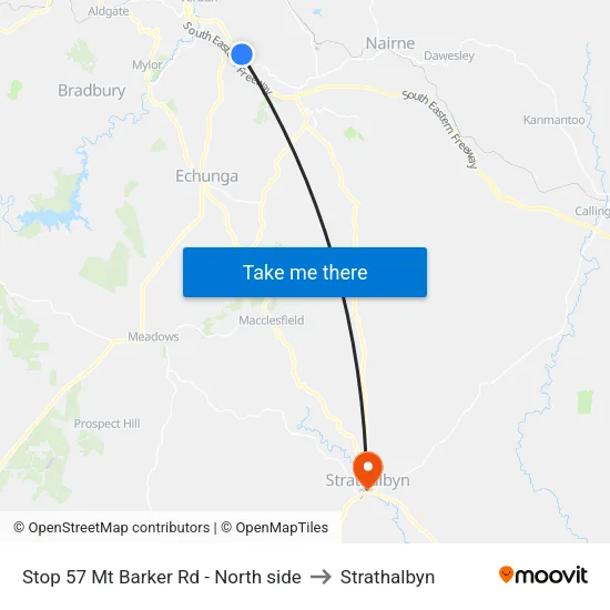 Stop 57 Mt Barker Rd - North side to Strathalbyn map