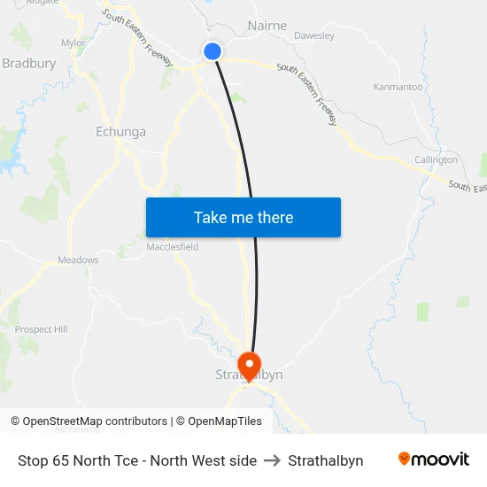 Stop 65 North Tce - North West side to Strathalbyn map