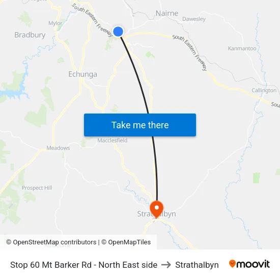 Stop 60 Mt Barker Rd - North East side to Strathalbyn map