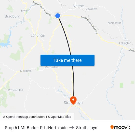 Stop 61 Mt Barker Rd - North side to Strathalbyn map