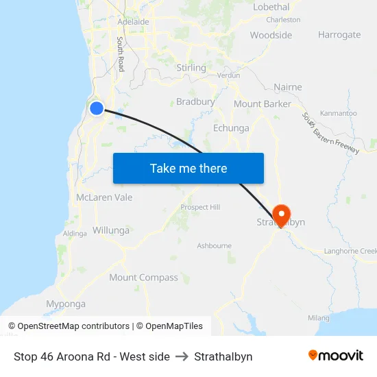 Stop 46 Aroona Rd - West side to Strathalbyn map