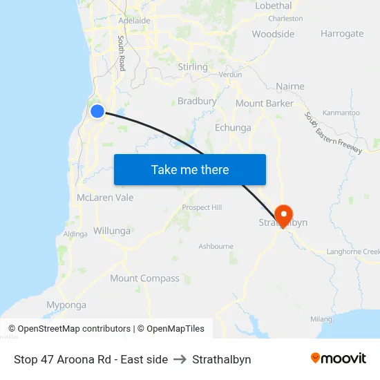 Stop 47 Aroona Rd - East side to Strathalbyn map