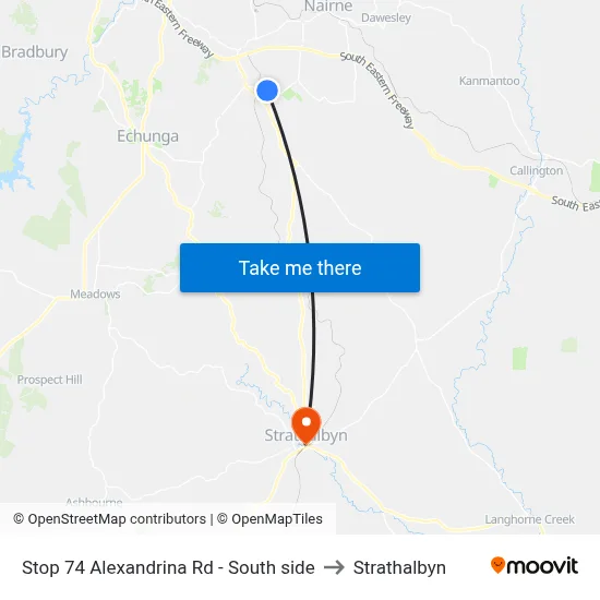 Stop 74 Alexandrina Rd - South side to Strathalbyn map