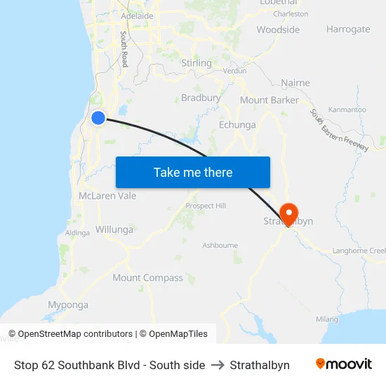 Stop 62 Southbank Blvd - South side to Strathalbyn map