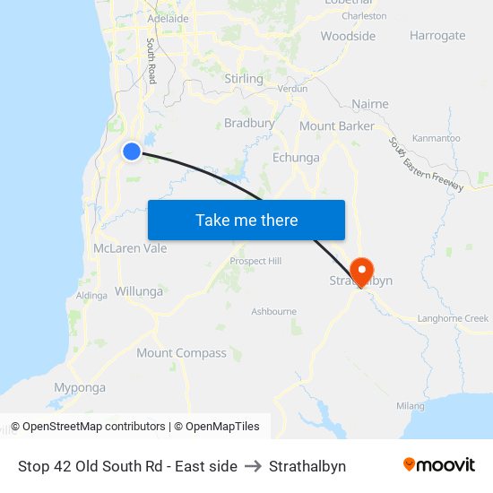 Stop 42 Old South Rd - East side to Strathalbyn map