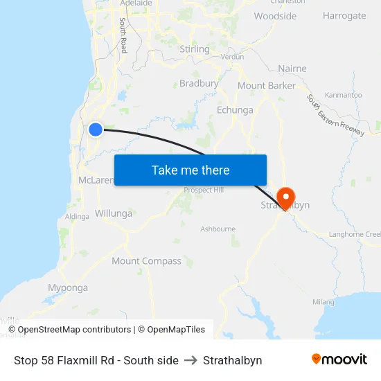 Stop 58 Flaxmill Rd - South side to Strathalbyn map