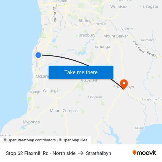 Stop 62 Flaxmill Rd - North side to Strathalbyn map