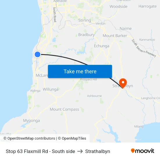 Stop 63 Flaxmill Rd - South side to Strathalbyn map