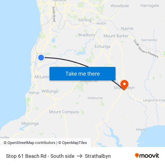 Stop 61 Beach Rd - South side to Strathalbyn map