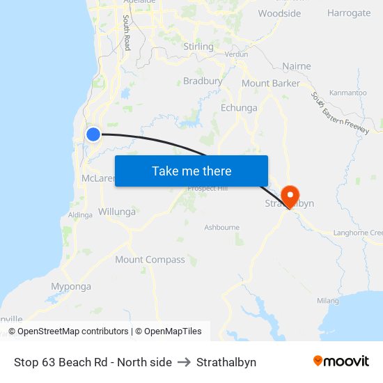 Stop 63 Beach Rd - North side to Strathalbyn map