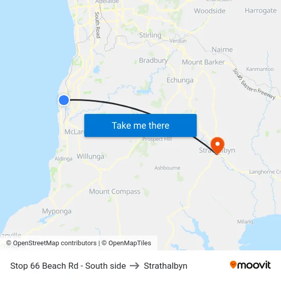 Stop 66 Beach Rd - South side to Strathalbyn map