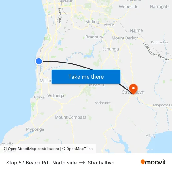 Stop 67 Beach Rd - North side to Strathalbyn map