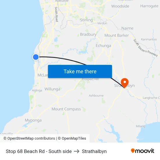 Stop 68 Beach Rd - South side to Strathalbyn map