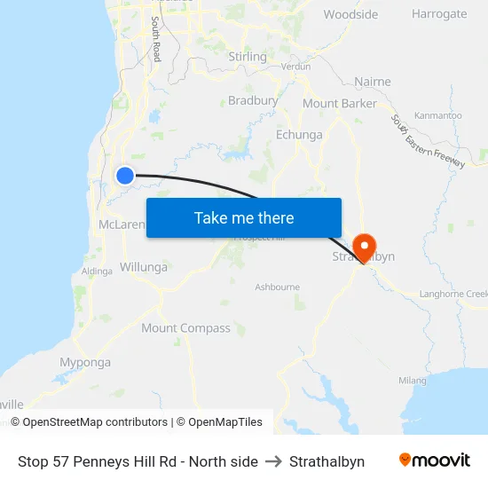 Stop 57 Penneys Hill Rd - North side to Strathalbyn map