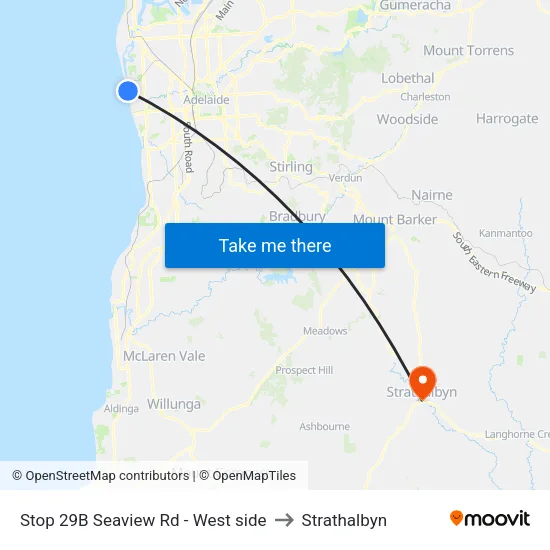 Stop 29B Seaview Rd - West side to Strathalbyn map