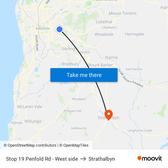 Stop 19 Penfold Rd - West side to Strathalbyn map