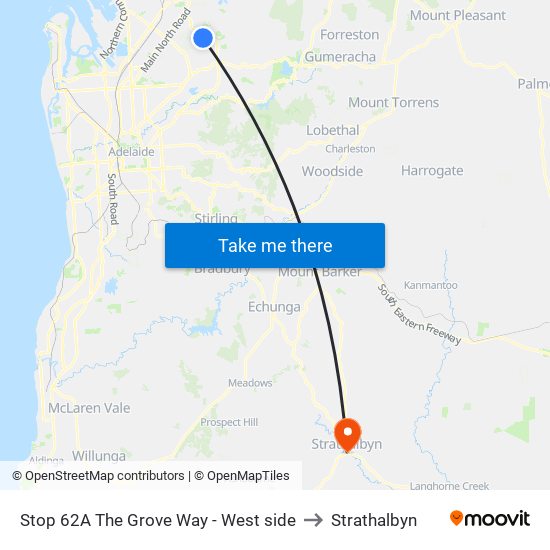 Stop 62A The Grove Way - West side to Strathalbyn map