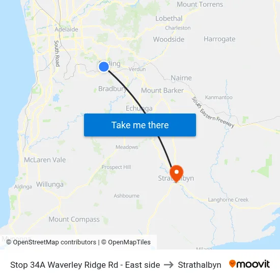 Stop 34A Waverley Ridge Rd - East side to Strathalbyn map