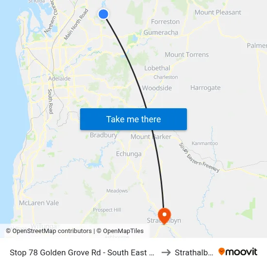 Stop 78 Golden Grove Rd - South East side to Strathalbyn map