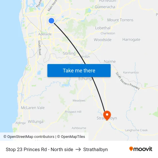 Stop 23 Princes Rd - North side to Strathalbyn map