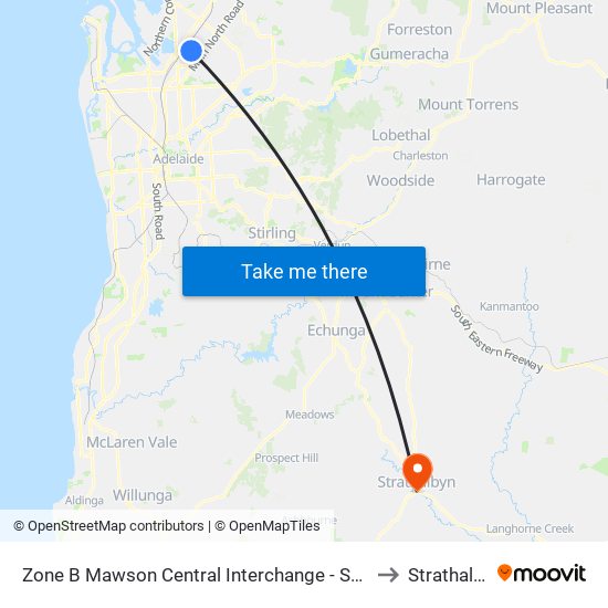 Zone B Mawson Central Interchange - South side to Strathalbyn map