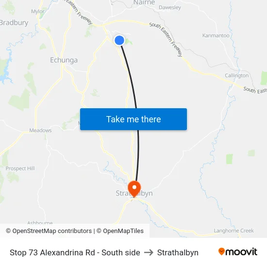 Stop 73 Alexandrina Rd - South side to Strathalbyn map