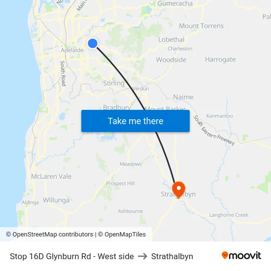 Stop 16D Glynburn Rd - West side to Strathalbyn map