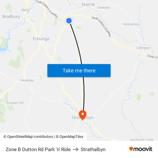 Zone B Dutton Rd Park 'n' Ride to Strathalbyn map