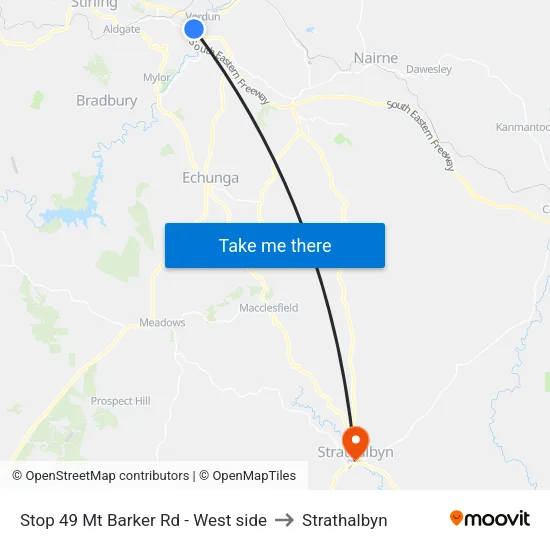 Stop 49 Mt Barker Rd - West side to Strathalbyn map