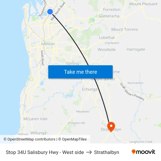 Stop 34U Salisbury Hwy - West side to Strathalbyn map