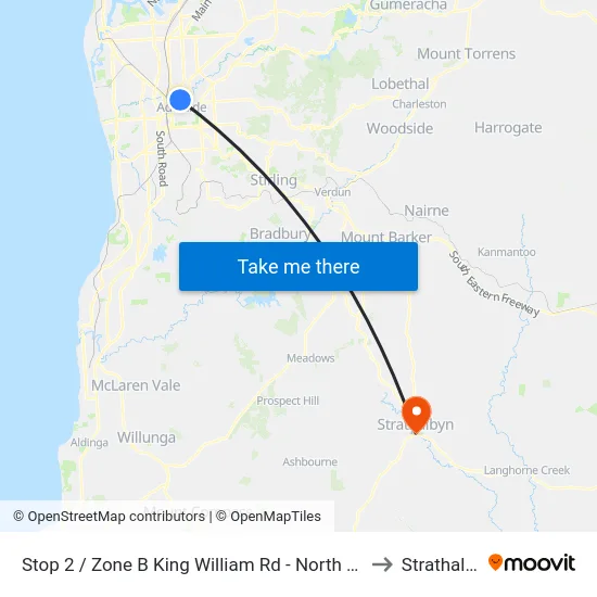 Stop 2 / Zone B King William Rd - North West side to Strathalbyn map