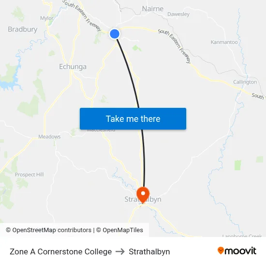 Zone A Cornerstone College to Strathalbyn map