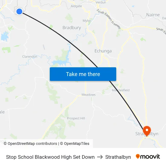 Stop School Blackwood High Set Down to Strathalbyn map