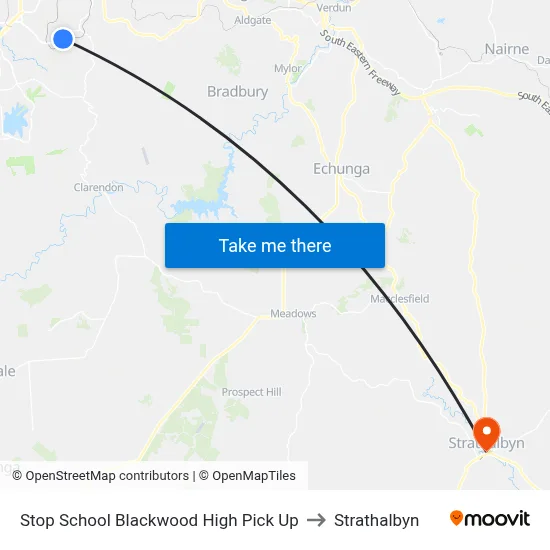 Stop School Blackwood High Pick Up to Strathalbyn map