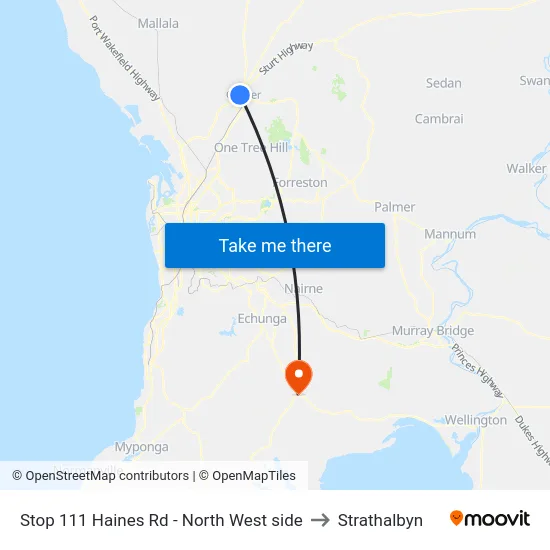 Stop 111 Haines Rd - North West side to Strathalbyn map