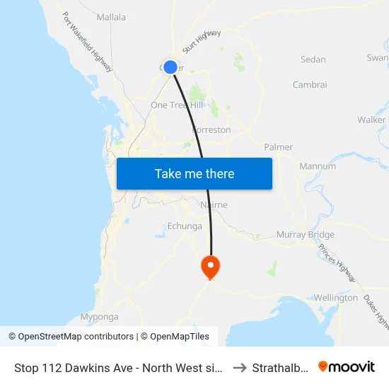 Stop 112 Dawkins Ave - North West side to Strathalbyn map