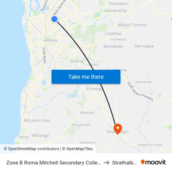 Zone B Roma Mitchell Secondary College to Strathalbyn map