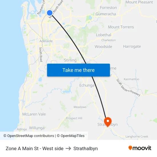 Zone A Main St - West side to Strathalbyn map
