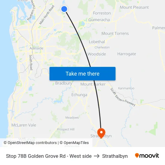Stop 78B Golden Grove Rd - West side to Strathalbyn map