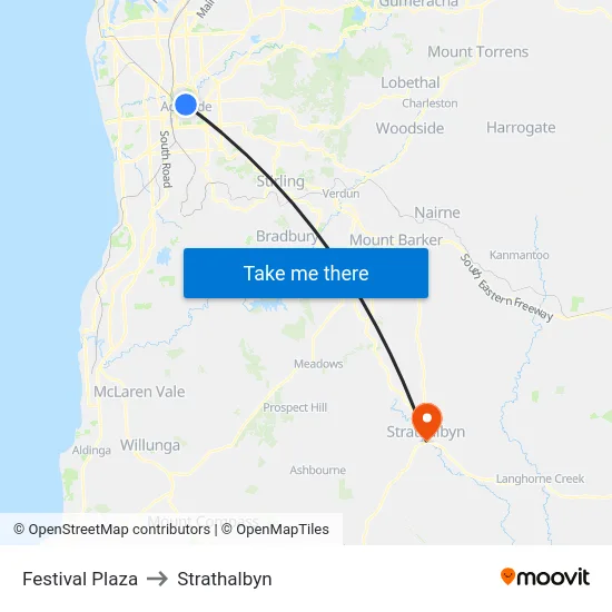 Festival Plaza to Strathalbyn map