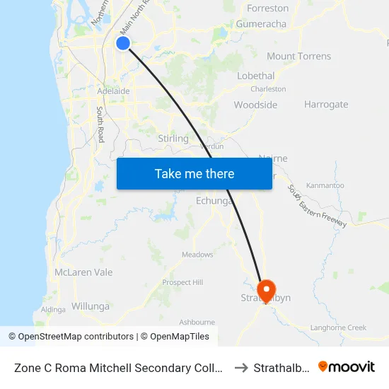 Zone C Roma Mitchell Secondary College to Strathalbyn map
