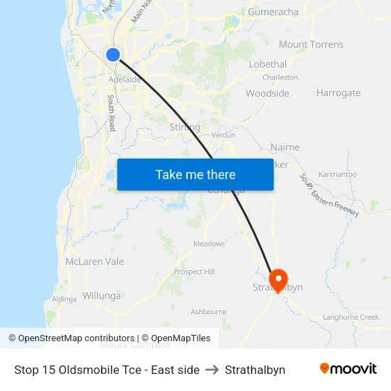 Stop 15 Oldsmobile Tce - East side to Strathalbyn map