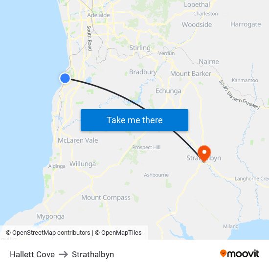 Hallett Cove to Strathalbyn map