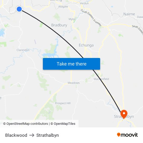 Blackwood to Strathalbyn map