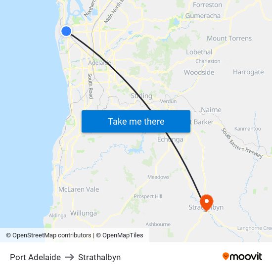 Port Adelaide to Strathalbyn map