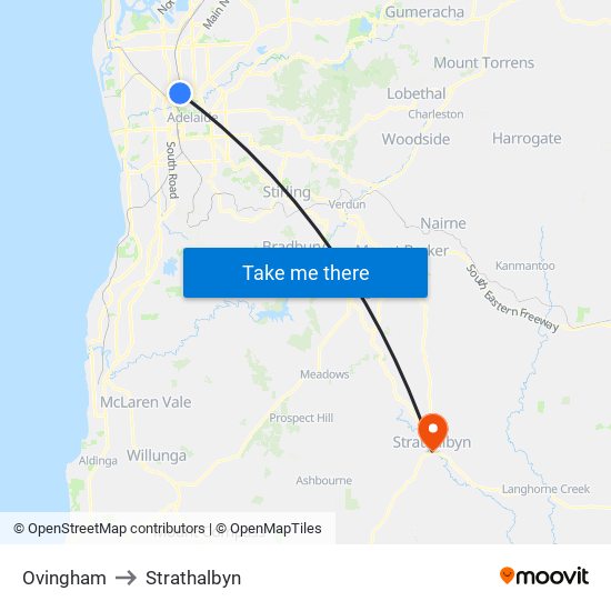 Ovingham to Strathalbyn map