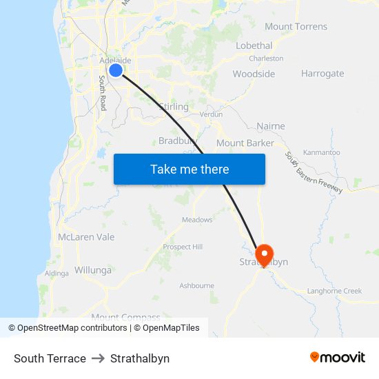 South Terrace to Strathalbyn map